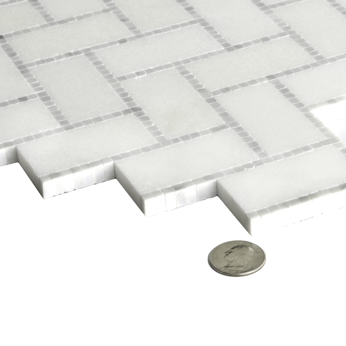 Apollo Tile Athens White 10-in x 11-in Polished Natural Stone Marble Herringbone Patterned Floor and Wall Tile (3.68-sq. ft/ Carton)