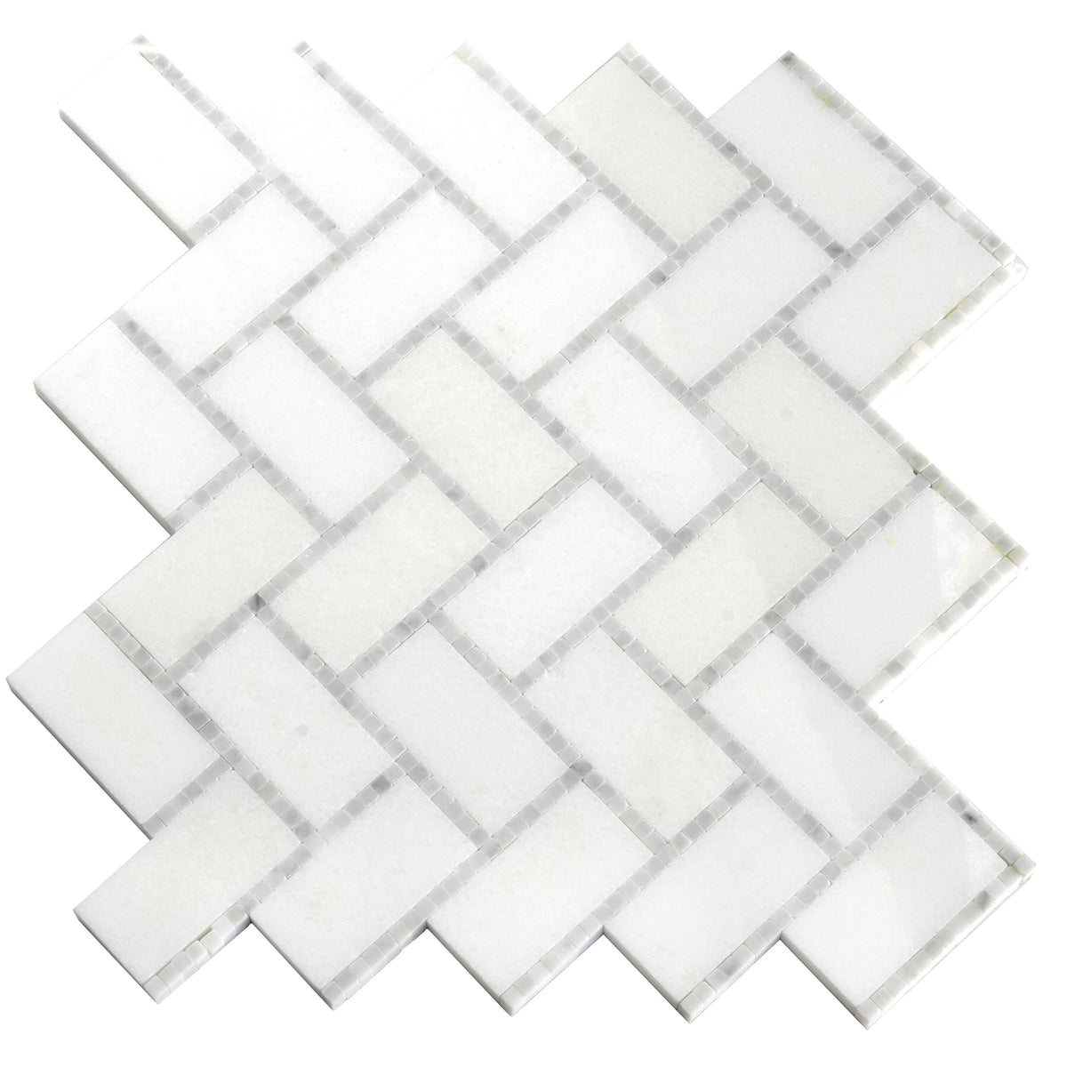 Apollo Tile (Sample) Athens White 10-in x 11-in Polished Marble Herringbone Patterned Floor and Wall Tile