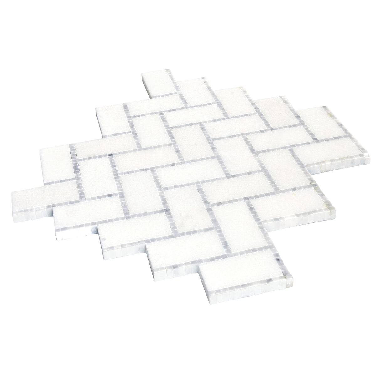 Apollo Tile (Sample) Athens White 10-in x 11-in Polished Marble Herringbone Patterned Floor and Wall Tile