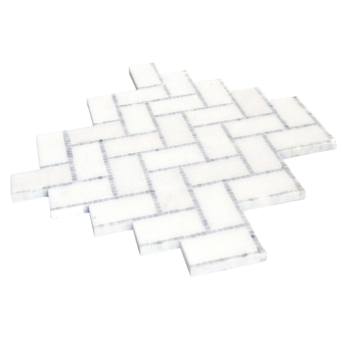 Apollo Tile Athens White 10-in x 11-in Polished Natural Stone Marble Herringbone Patterned Floor and Wall Tile (3.68-sq. ft/ Carton)