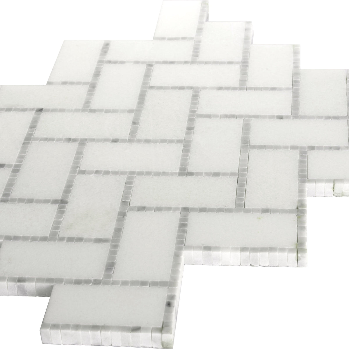 Apollo Tile (Sample) Athens White 10-in x 11-in Polished Marble Herringbone Patterned Floor and Wall Tile