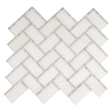 Apollo Tile Athens White 10-in x 11-in Polished Natural Stone Marble Herringbone Patterned Floor and Wall Tile (3.68-sq. ft/ Carton)