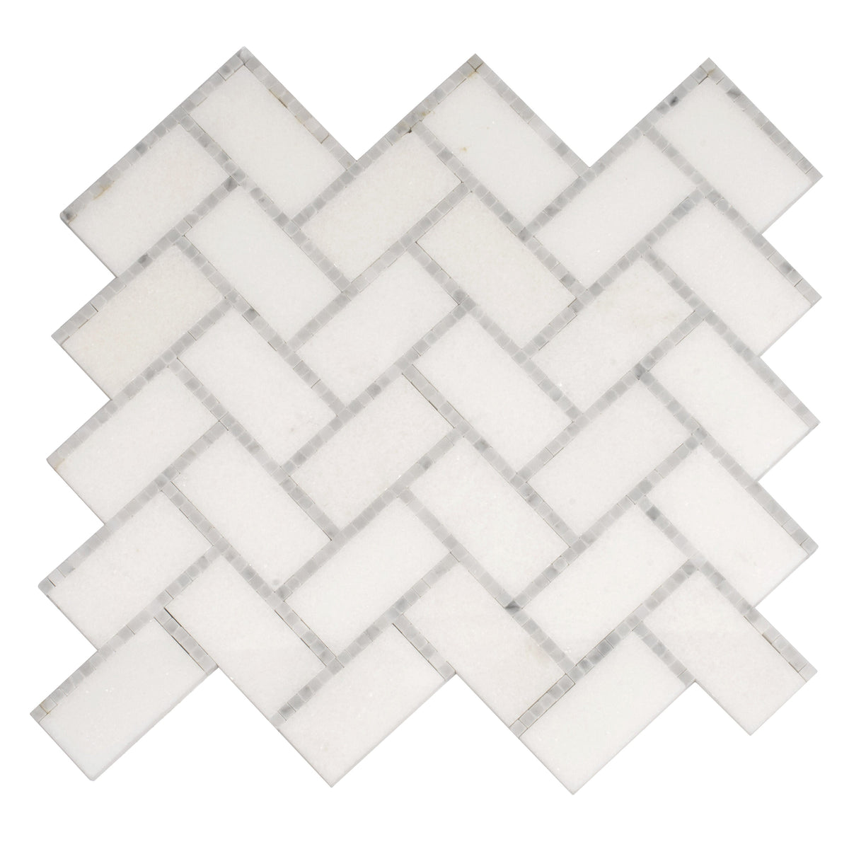 Apollo Tile (Sample) Athens White 10-in x 11-in Polished Marble Herringbone Patterned Floor and Wall Tile