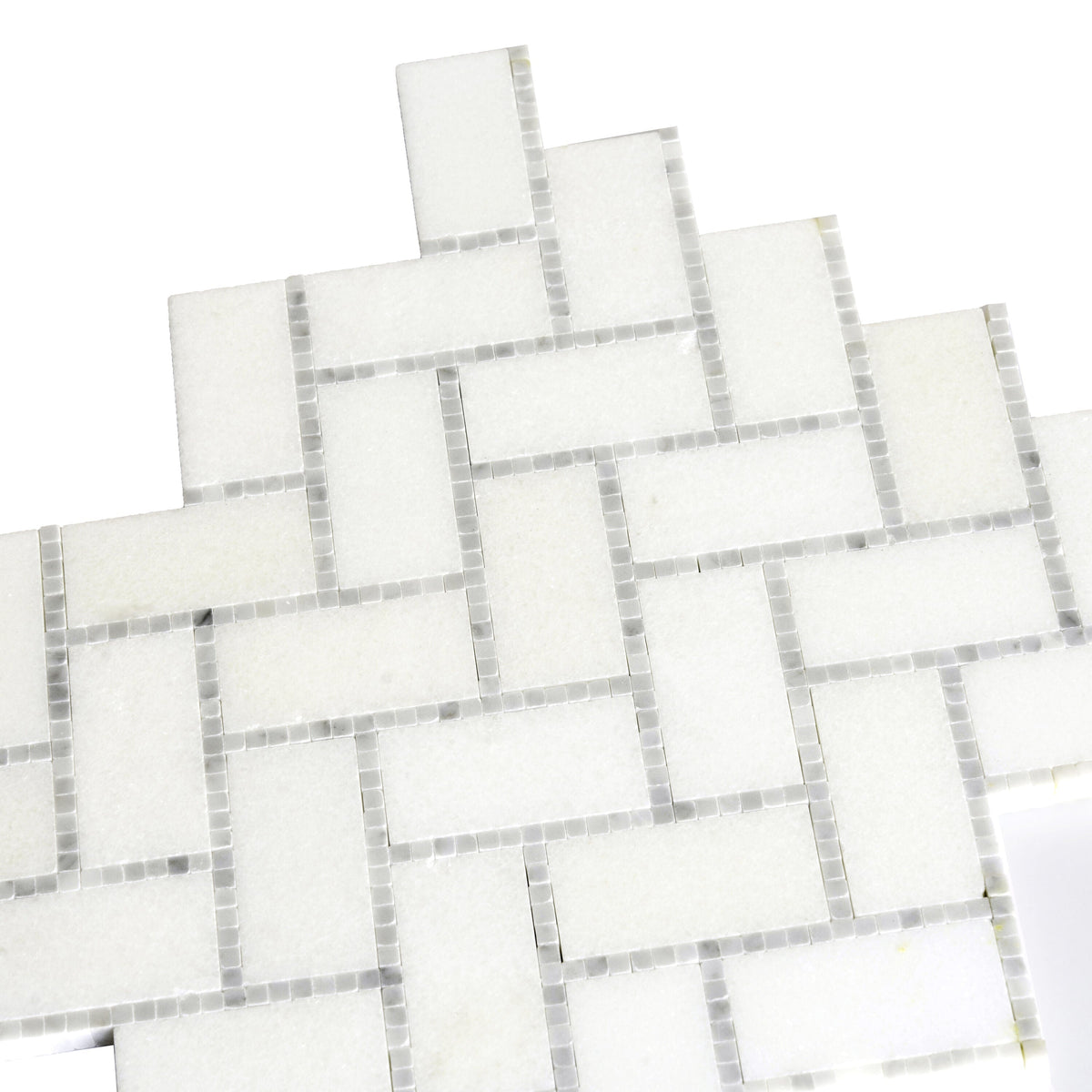 Apollo Tile Athens White 10-in x 11-in Polished Natural Stone Marble Herringbone Patterned Floor and Wall Tile (3.68-sq. ft/ Carton)