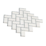 Apollo Tile (Sample) Athens White, Gray 10-in x 11-in Polished Marble Herringbone Patterned Floor and Wall Tile