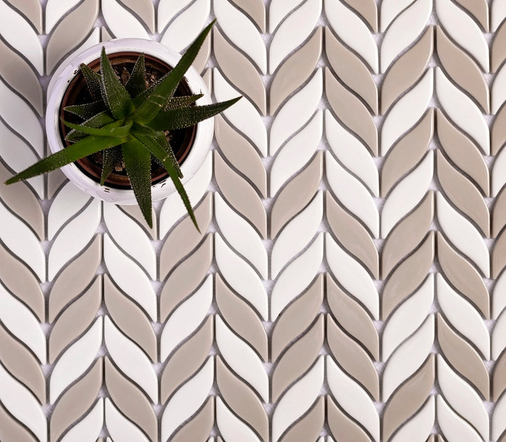 Apollo Tile Alabaster White Brown 12-in x 12-in Glossy Recycled glass Patterned Multi-shaped Mosaic Floor and Wall Tile product image