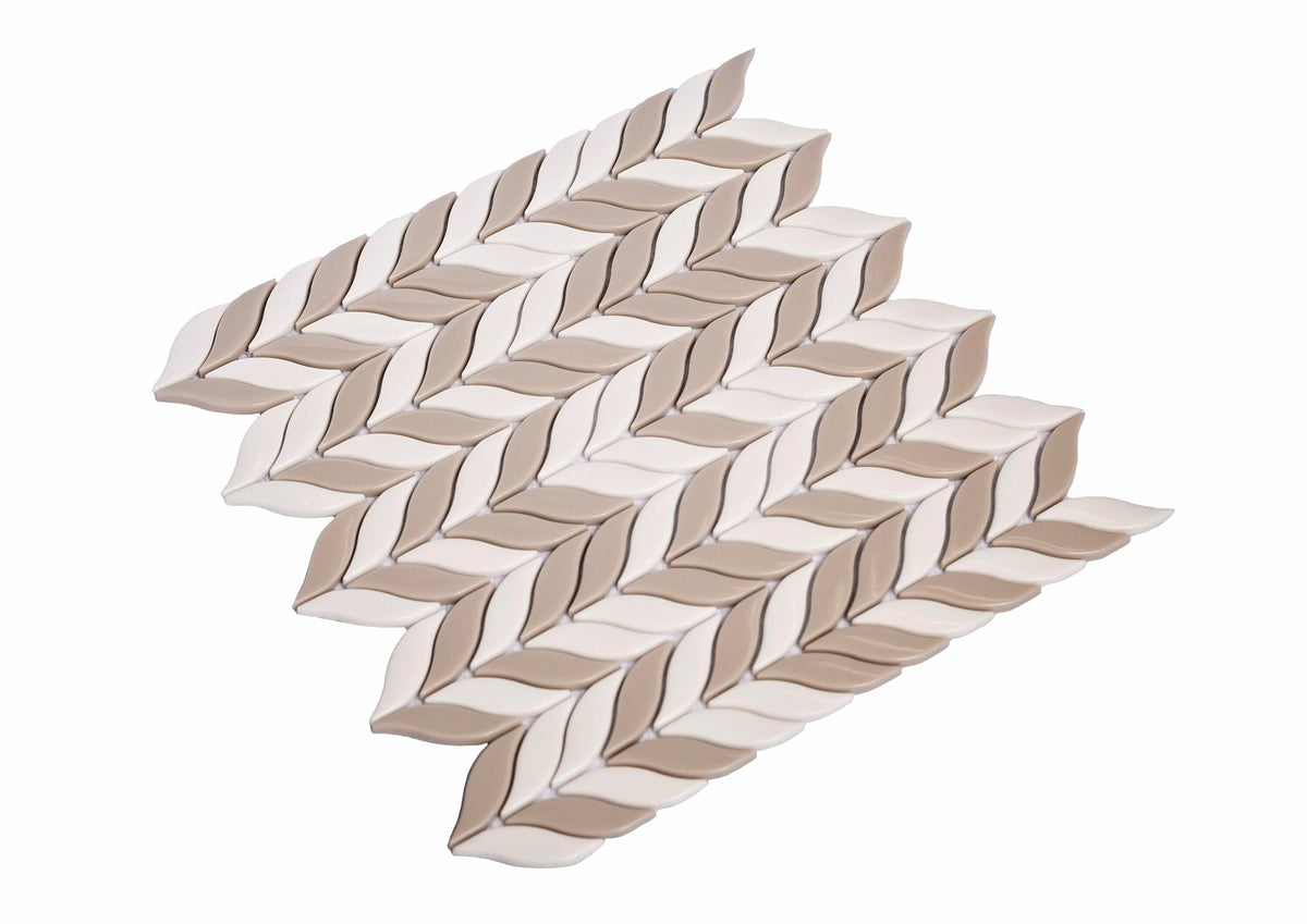 Apollo Tile (Sample) Alabaster White, Brown 12-in x 12-in Matte Glass Mixed Pattern Patterned Floor and Wall Tile