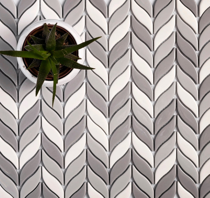 Apollo Tile (Sample) Alabaster Gray, White 12-in x 12-in Matte Glass Mixed Pattern Patterned Floor and Wall Tile