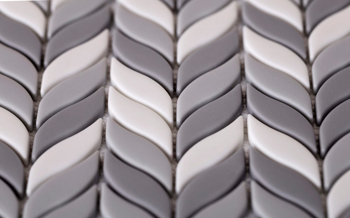 Apollo Tile (Sample) Alabaster Gray, White 12-in x 12-in Matte Glass Mixed Pattern Patterned Floor and Wall Tile