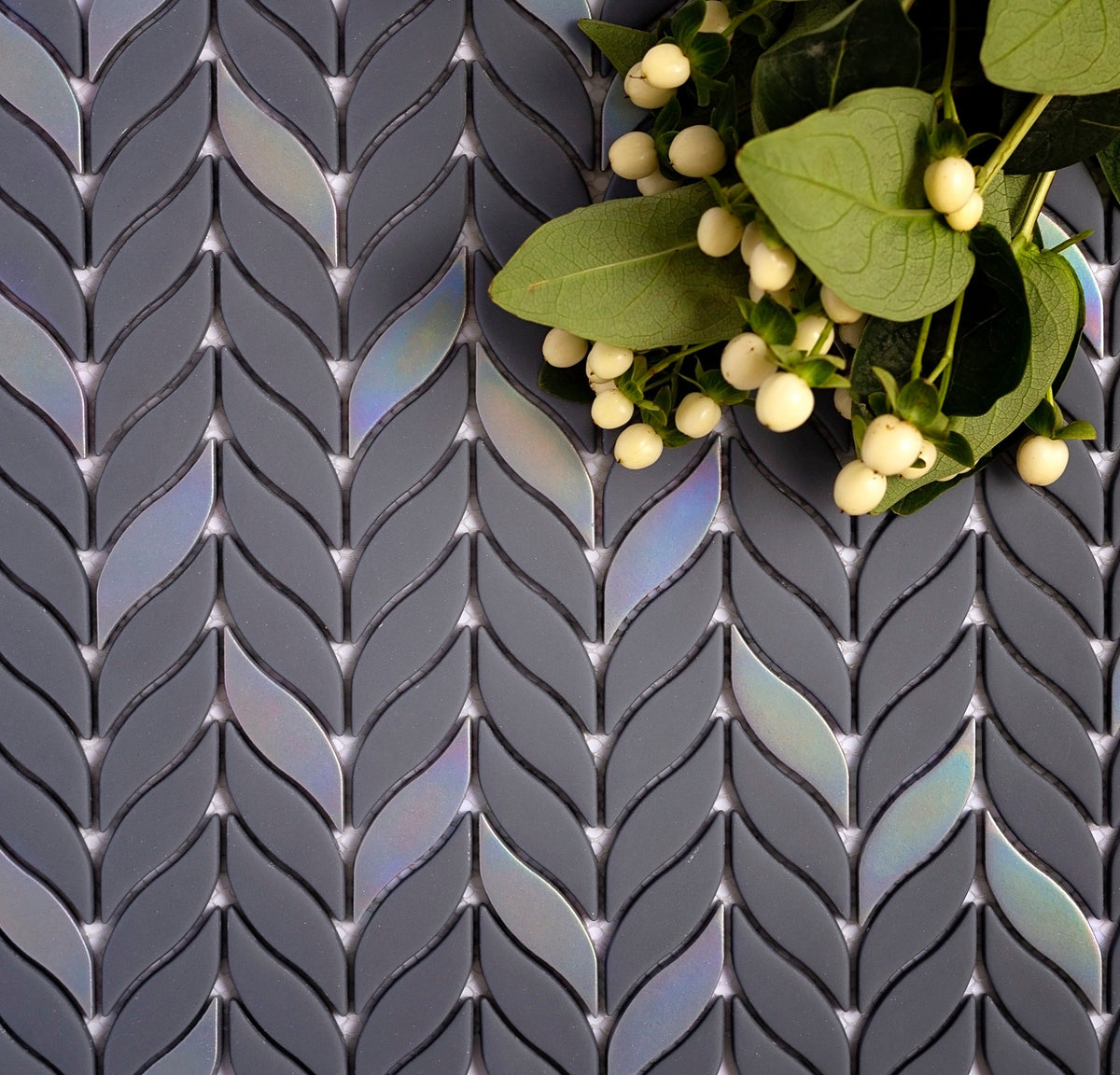 Apollo Tile Alabaster Gray; White 12-in x 12-in Glossy Recycled Glass Mixed Pattern Patterned Floor and Wall Tile (9.75-sq. ft/ Carton)