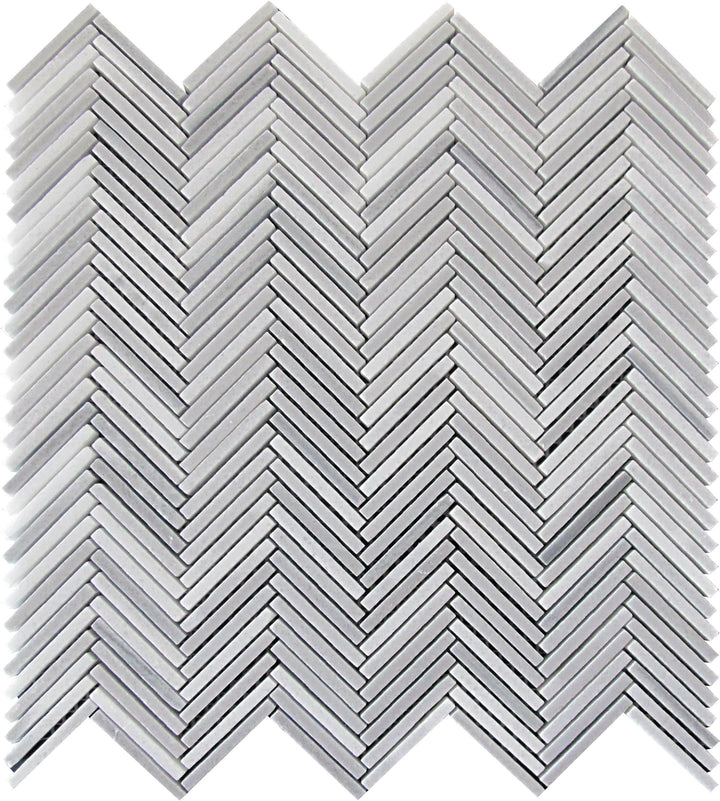 Apollo Tile (Sample) Zebra White, Gray 11-in x 11-in Polished Marble Herringbone Patterned Floor and Wall Tile