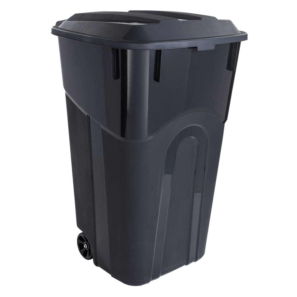 Blue Hawk 32-Gallon Black Plastic Wheeled Trash Can with Lid