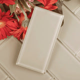 Giorbello Classic Premium Light Taupe 6-in x 12-in Glossy Glass Subway Wall Tile (5-sq. ft/ Carton)