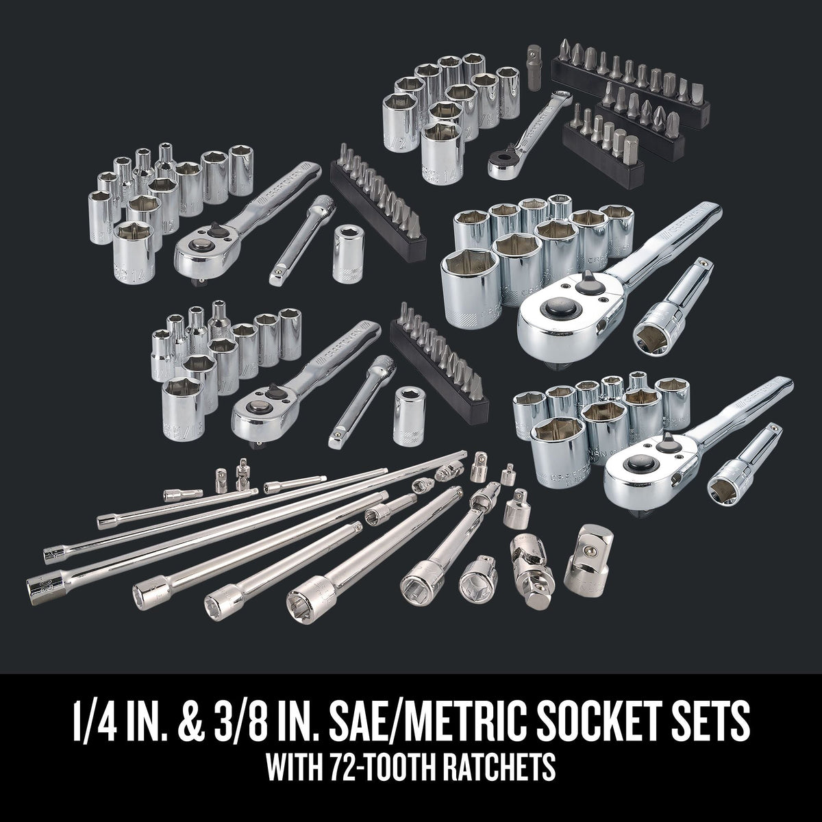 CRAFTSMAN 298-Piece Standard (SAE) and Metric Combination Polished Chrome Mechanics Tool Set, No Case