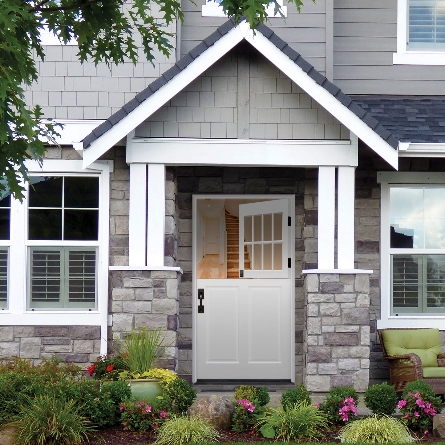 Creative Entryways 42" x 80" White Prehung Single Dutch Door with Solid Hardwood Core and Clear Glass