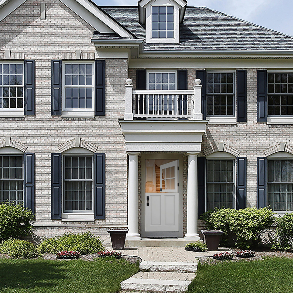 Creative Entryways Craftsman Prehung Single Dutch Front Door - White