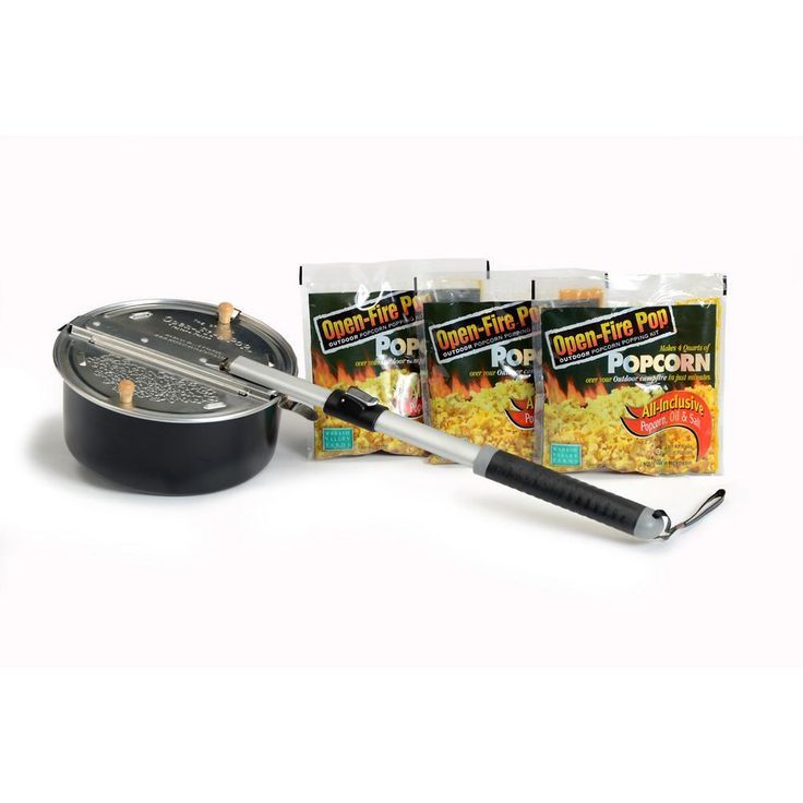 Open Fire Pop 13-Piece Aluminum Black Popcorn Popper Set