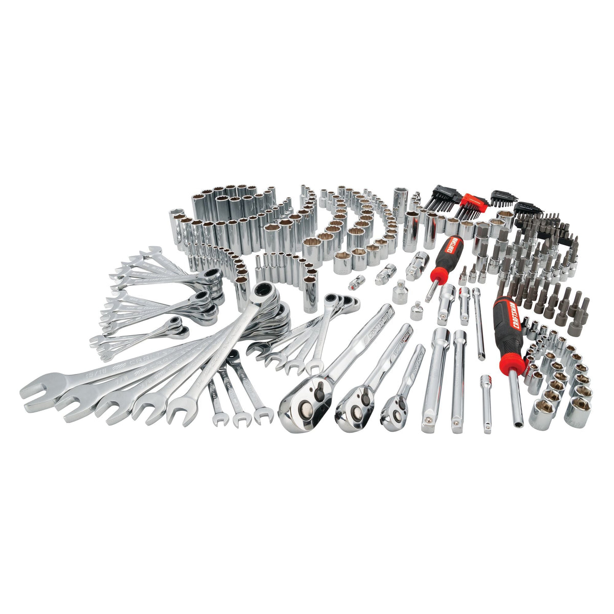 CRAFTSMAN 298-Piece Standard (SAE) and Metric Combination Polished Chrome Mechanics Tool Set, No Case