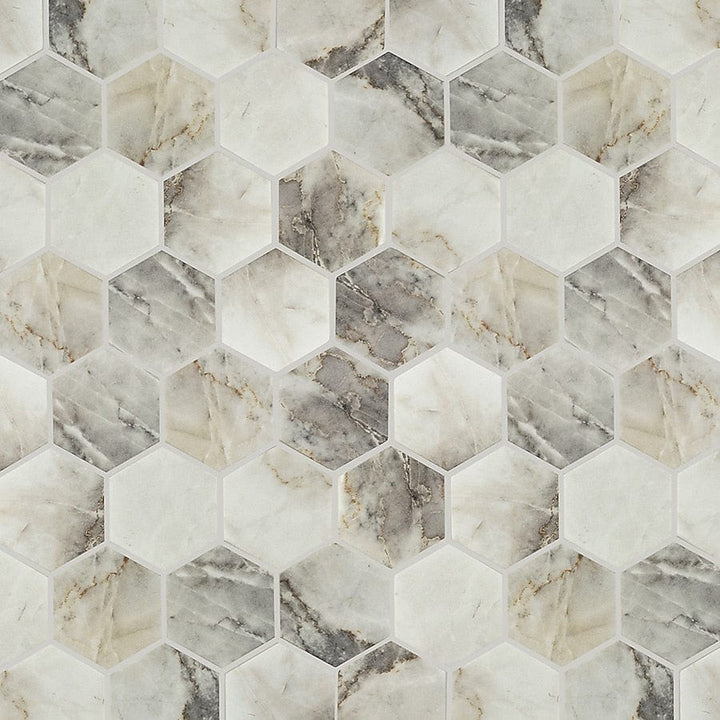 Elida Ceramica Stoneridge Hex White Gray 10-in x 12-in Matte Recycled Glass Hexagon Patterned Floor and Wall Tile (0.851-sq. ft/ Piece)