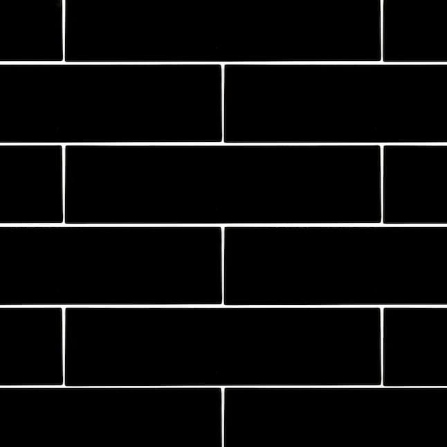 Boutique Caviar Plank Black 3-in x 12-in Glazed Ceramic Subway Wall Tile (0.242-sq. ft/ Piece)