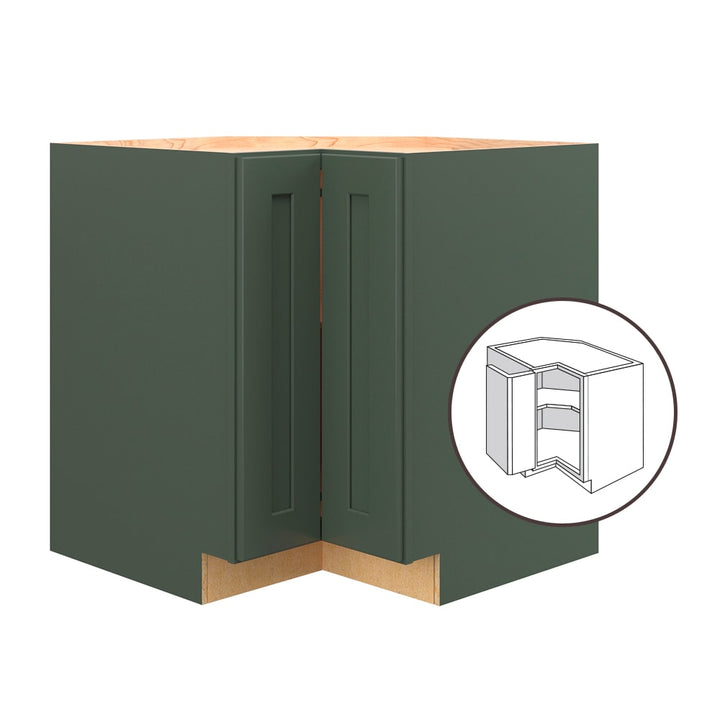 allen + roth Galway 33-in W x 34.5-in H x 24-in D Sage Diagonal Corner Base Fully Assembled Cabinet (Flat Panel Shaker Style)
