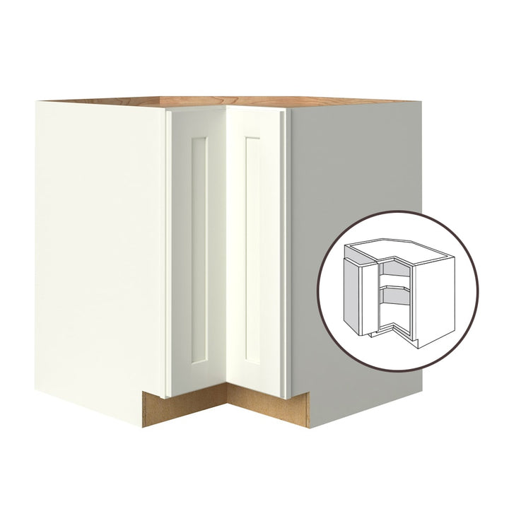 allen + roth Aveley 33-in W x 34.5-in H x 24-in D Linen Diagonal Corner Base Fully Assembled Cabinet (Flat Panel Shaker Style)