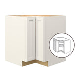 allen + roth McKeller 33-in W x 34.5-in H x 24-in D Linen Diagonal Corner Base Fully Assembled Cabinet (Flat Panel Square Style)