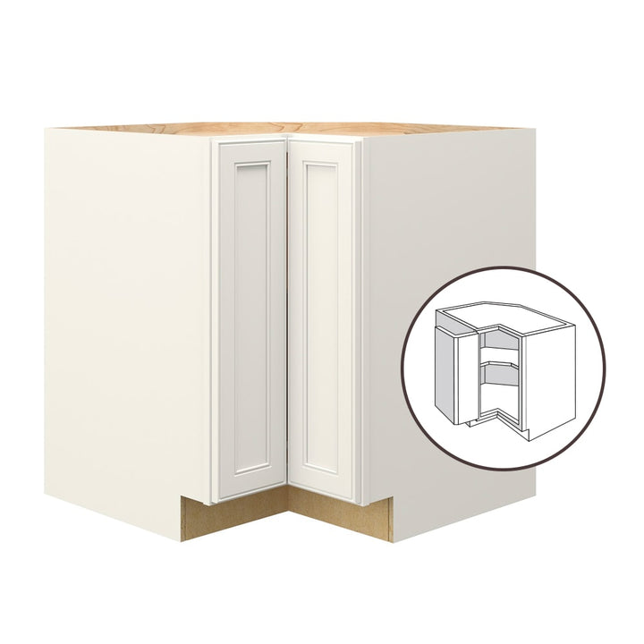 allen + roth McKeller 33-in W x 34.5-in H x 24-in D Linen Diagonal Corner Base Fully Assembled Cabinet (Flat Panel Mitered Style)
