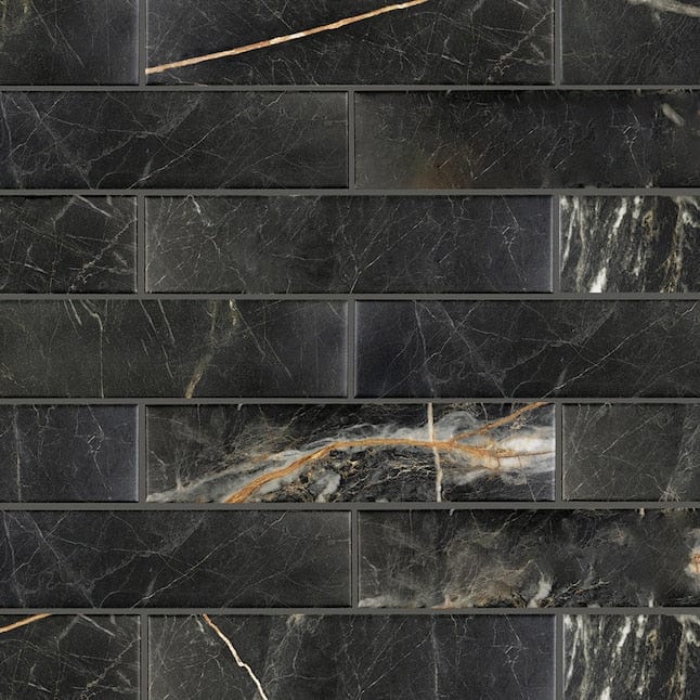 Marble Nero 3-in x 13-in Matte Porcelain Marble Look Floor and Wall Tile (13.488-sq. ft/ Carton)