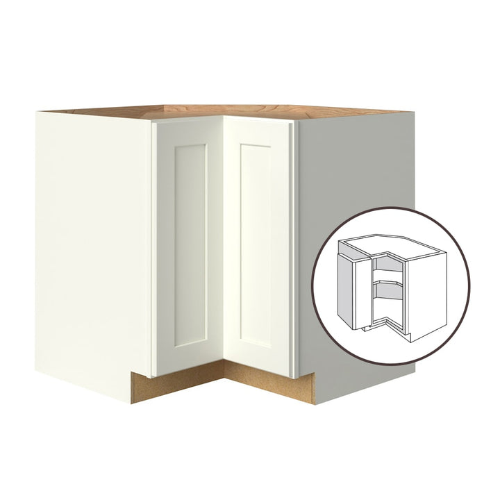 allen + roth Aveley 36-in W x 34.5-in H x 24-in D Linen Diagonal Corner Base Fully Assembled Cabinet (Flat Panel Shaker Style)