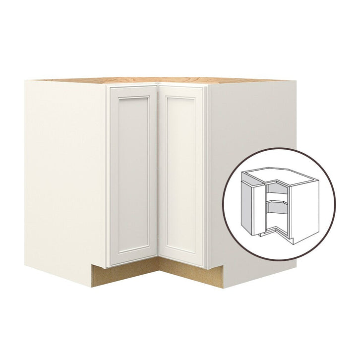 allen + roth McKeller 36-in W x 34.5-in H x 24-in D Linen Diagonal Corner Base Fully Assembled Cabinet (Flat Panel Square Style)