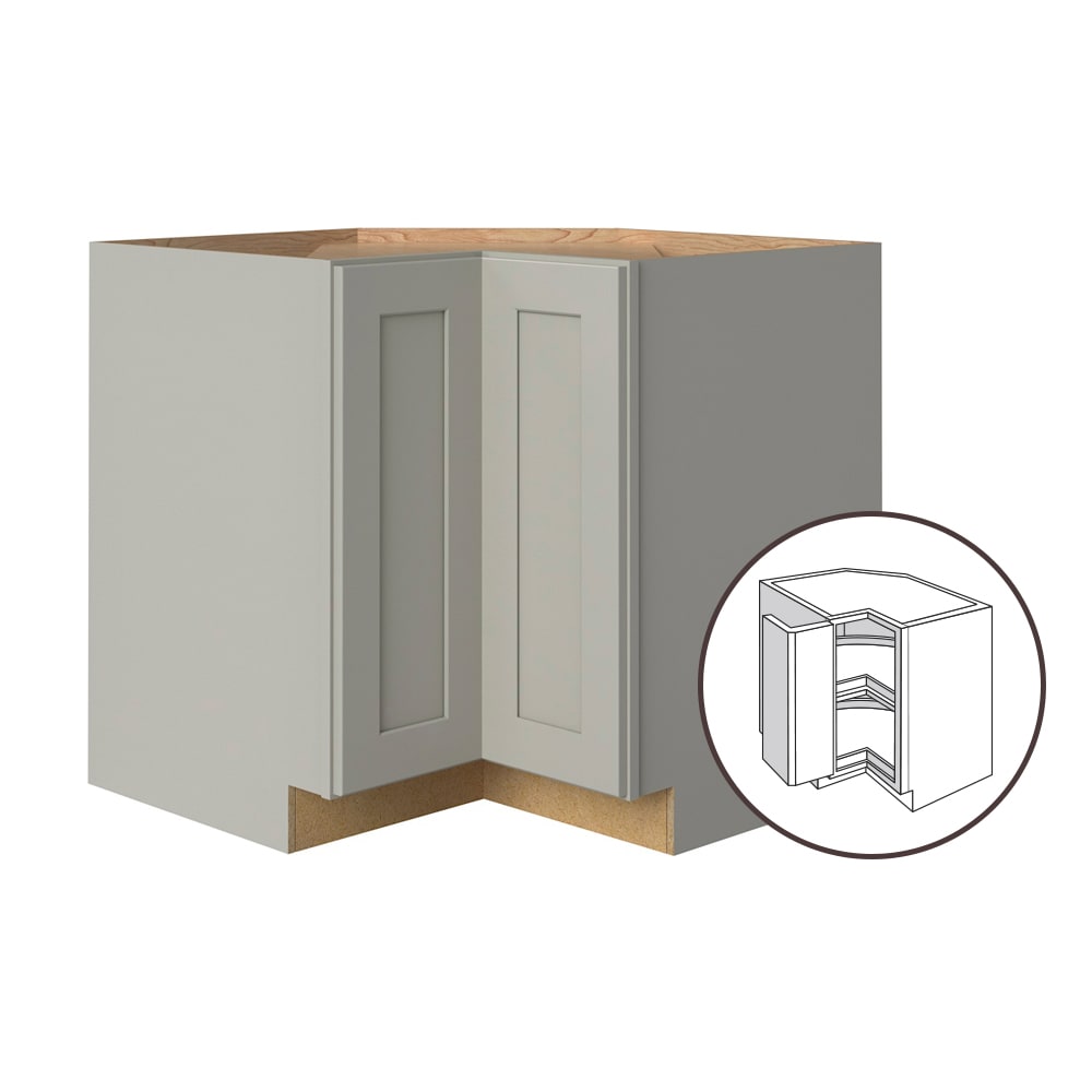 allen + roth Stonewall 36-in W x 34.5-in H x 24-in D Stone Lazy Susan Corner Base Fully Assembled Cabinet (Flat Panel Shaker Style)