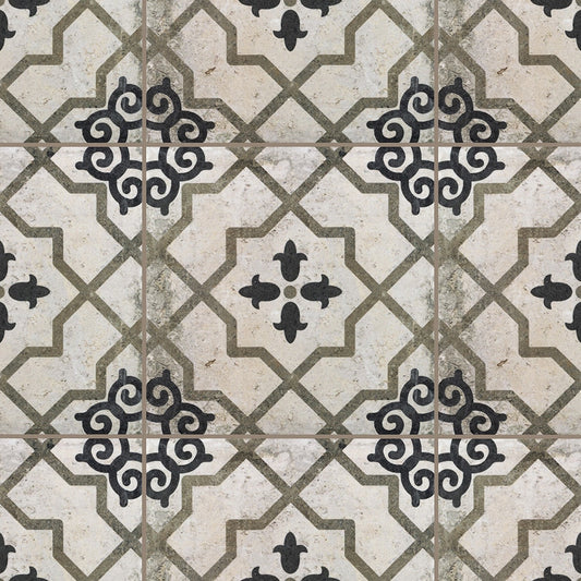 allen + roth Griffin Distressed 8-in x 8-in Matte Porcelain Encaustic Floor and Wall Tile product image