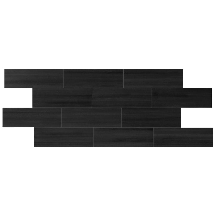 Giorbello Spazio Lazer Black 4-in x 12-in Matte Porcelain Floor and Wall Tile (8-sq. ft/ Carton)