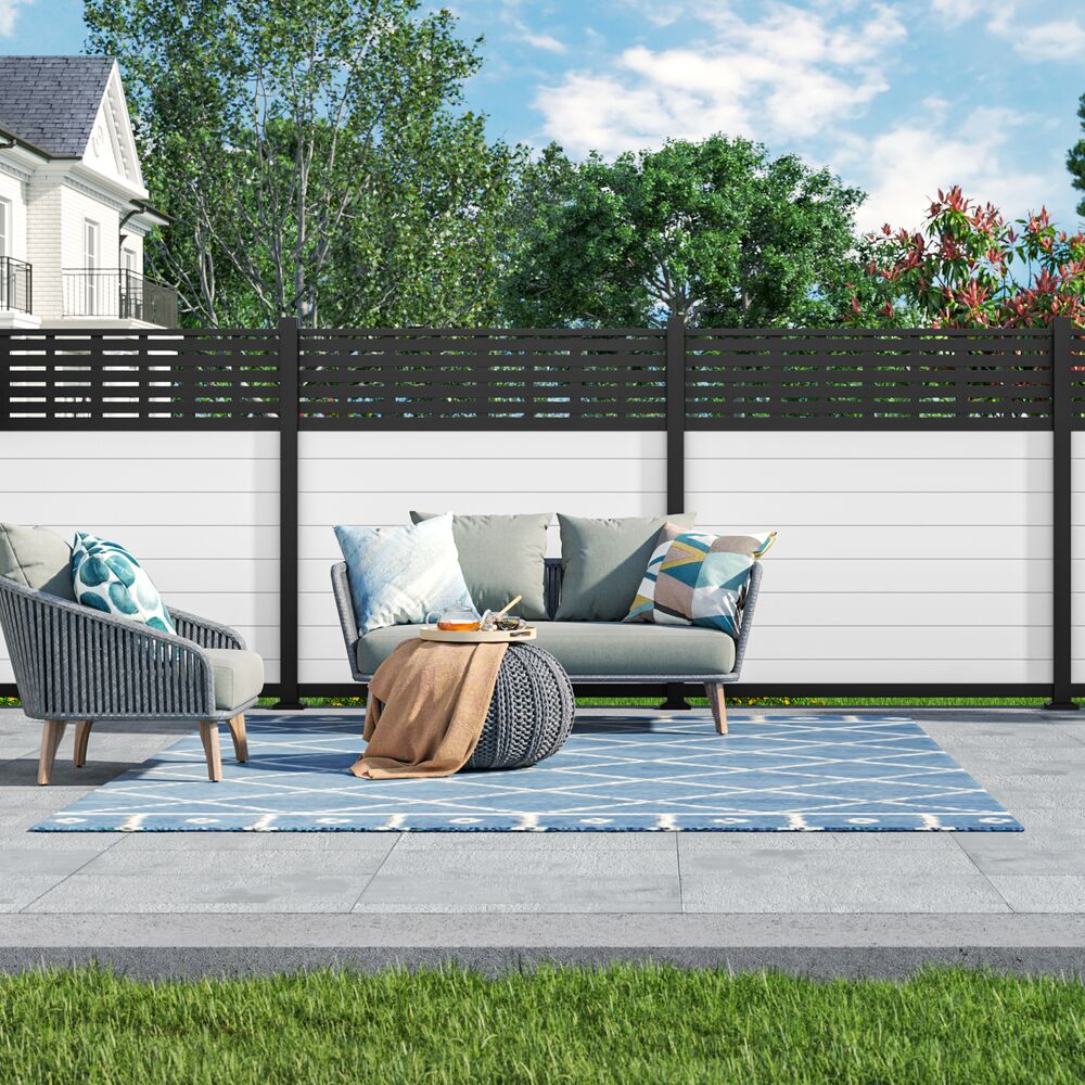 Freedom Alloy Mixed Material 6-ft H x 4-in W Matte Black Aluminum Privacy Fence Channel Kit