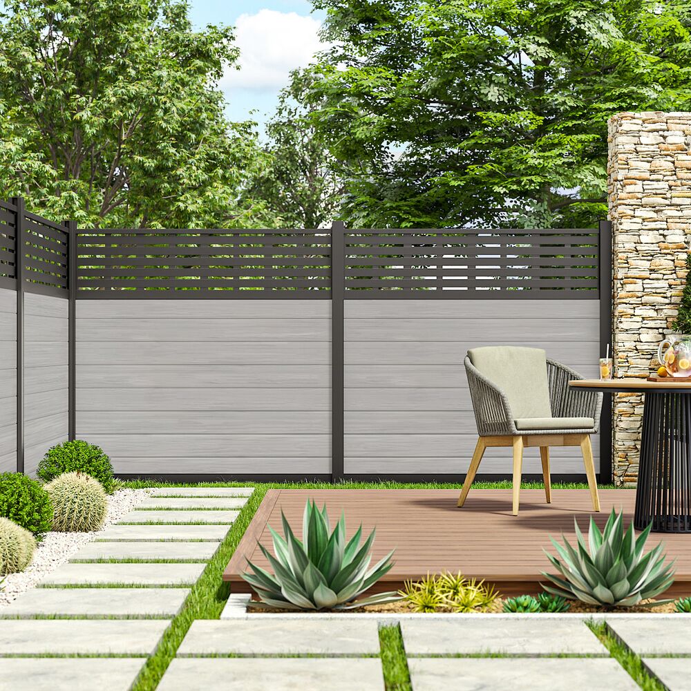 Freedom Alloy Mixed Material 6-ft H x 4-in W Matte Black Aluminum Privacy Fence Channel Kit