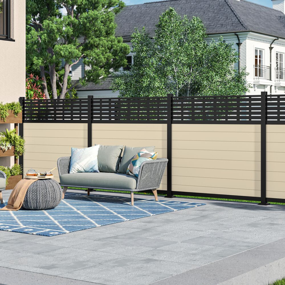 Freedom Alloy Mixed Material 8-ft H x 3-in W Matte Black Aluminum Privacy Line Fence Post
