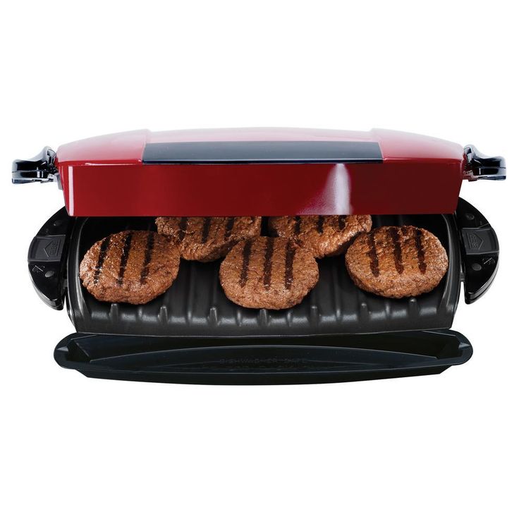 103 sq. in. Red Indoor Grill with Removable Plates