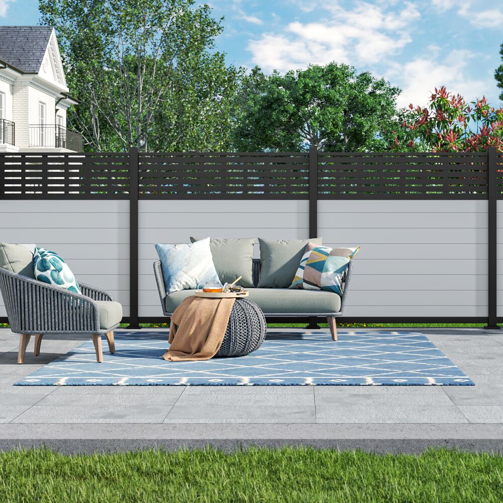 Freedom Alloy Mixed Material 8-ft H x 3-in W Matte Black Aluminum Privacy Line Fence Post