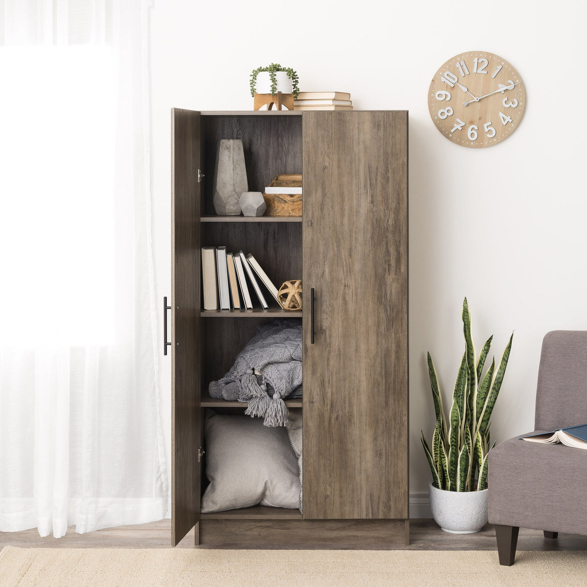 Prepac Elite 32-in W x 65-in H Wood Composite Drifted Gray Freestanding Utility Storage Cabinet