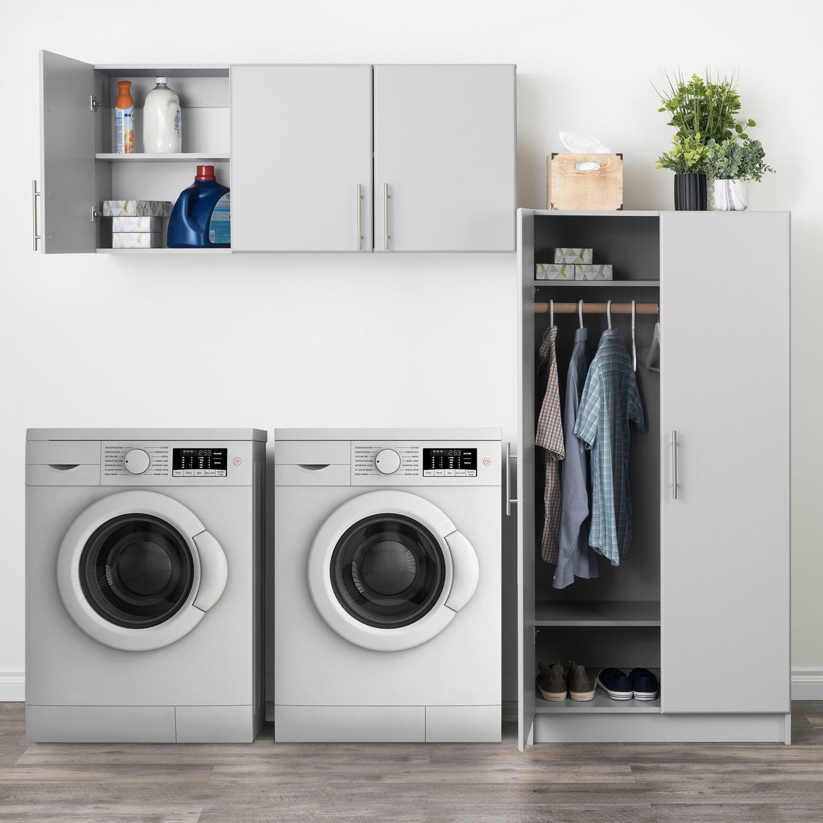 Prepac Elite 54-in W x 24-in H Wood Composite Light Gray Wall-mount Utility Storage Cabinet