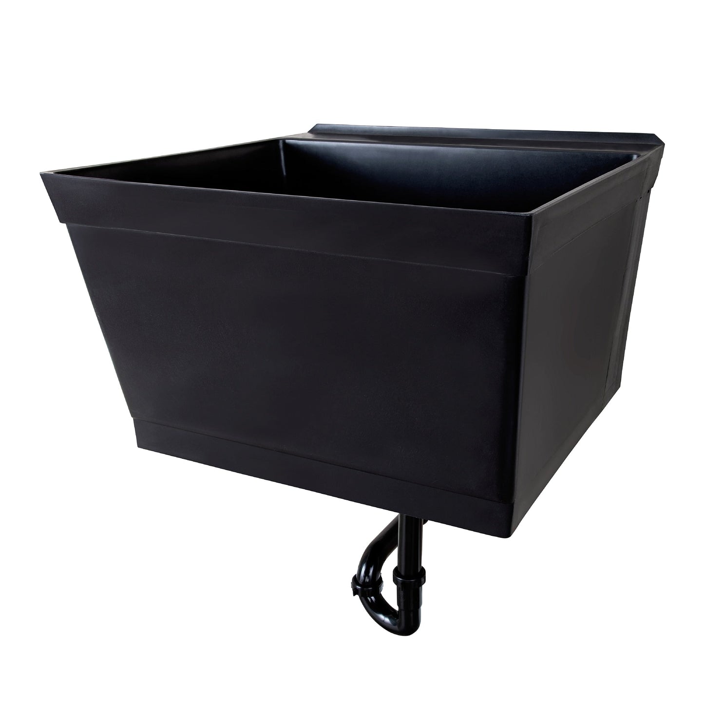 Cambridge Resources Black Wall Mount Utility Tub with Drain, 23.5-in x 22.875-in