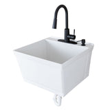 Cambridge Resources 19-Gallon White Wall Mount Utility Tub with Faucet
