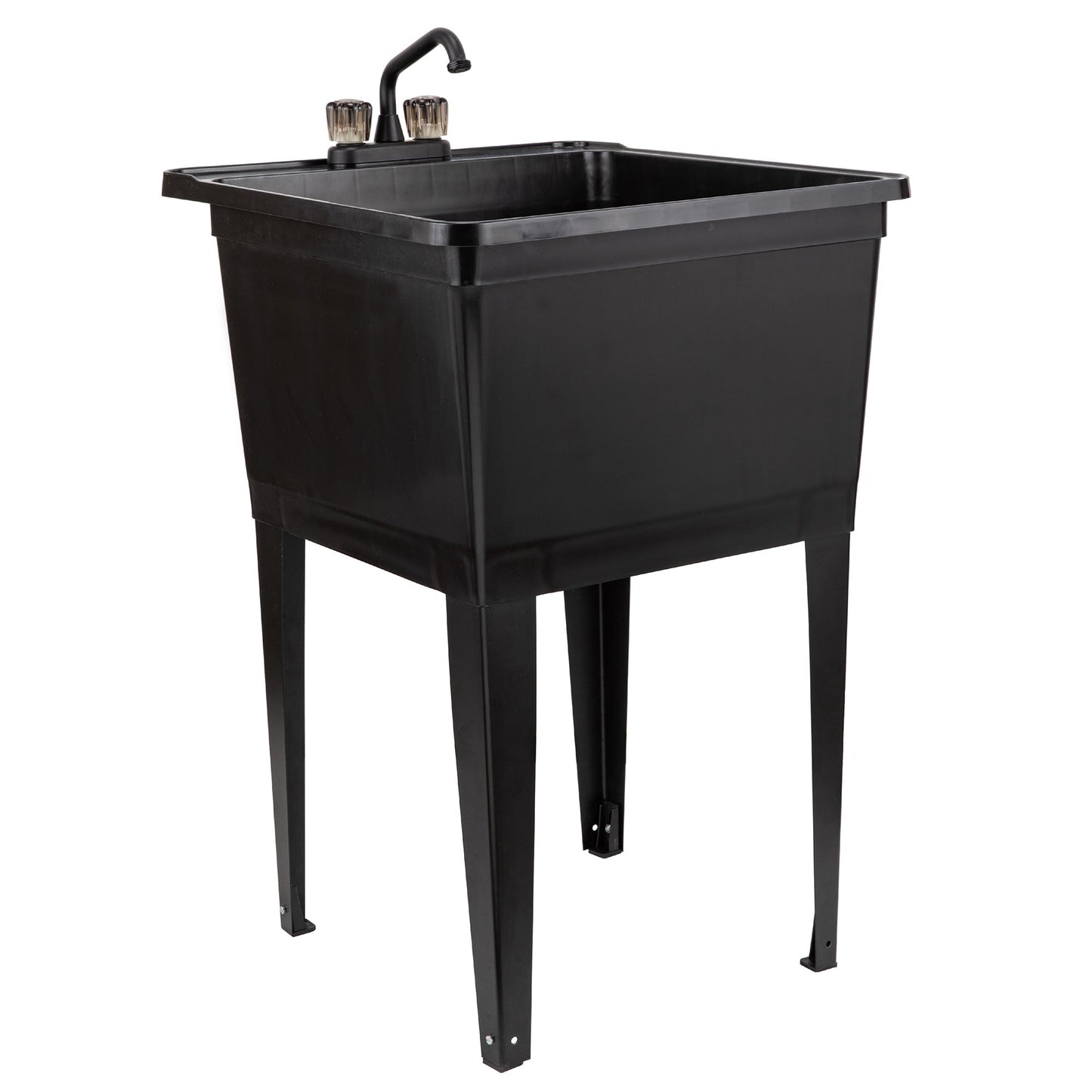 Cambridge Resources Black Freestanding Utility Tub with Drain and Faucet