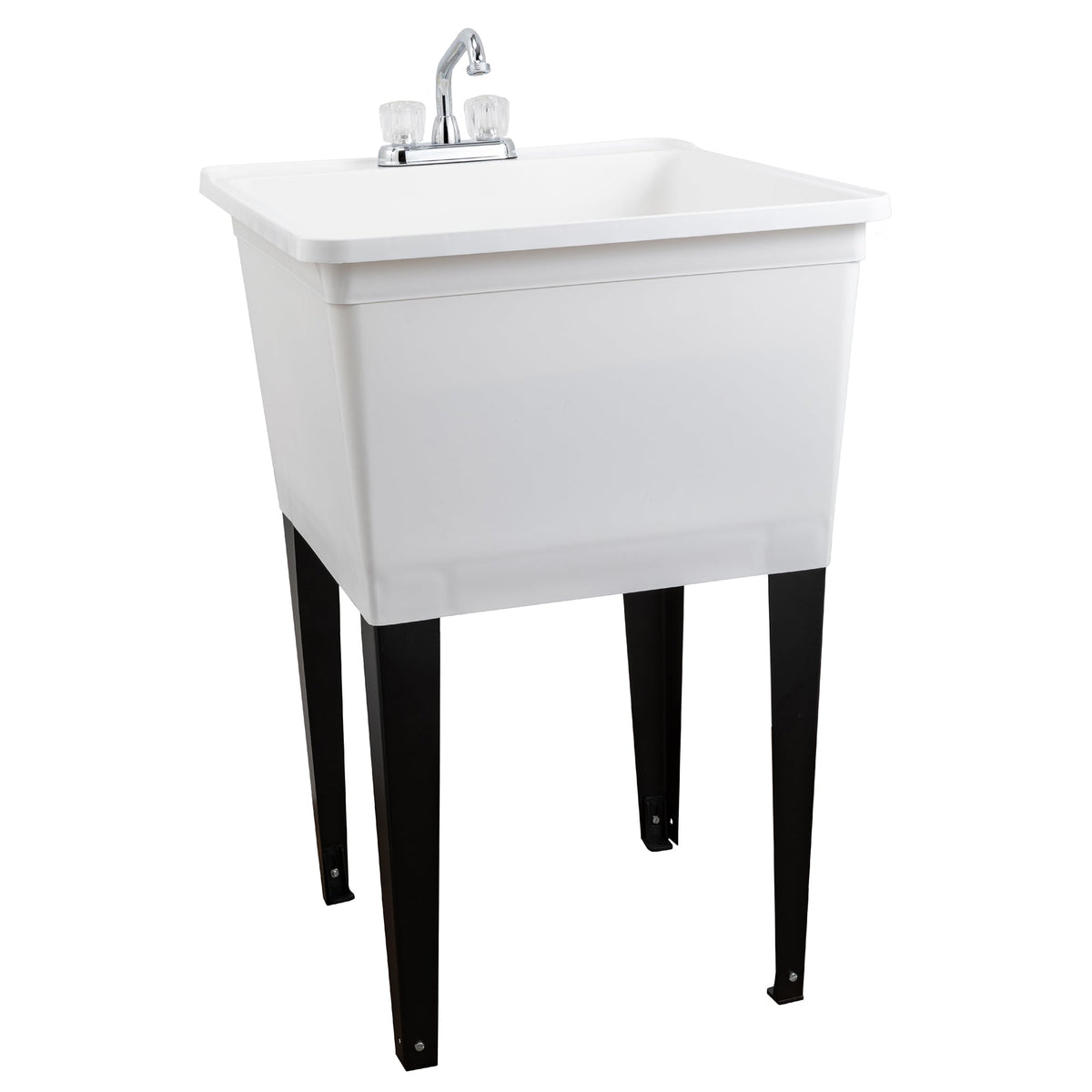 Cambridge Resources White 1-Basin Utility Tub with Drain and Faucet