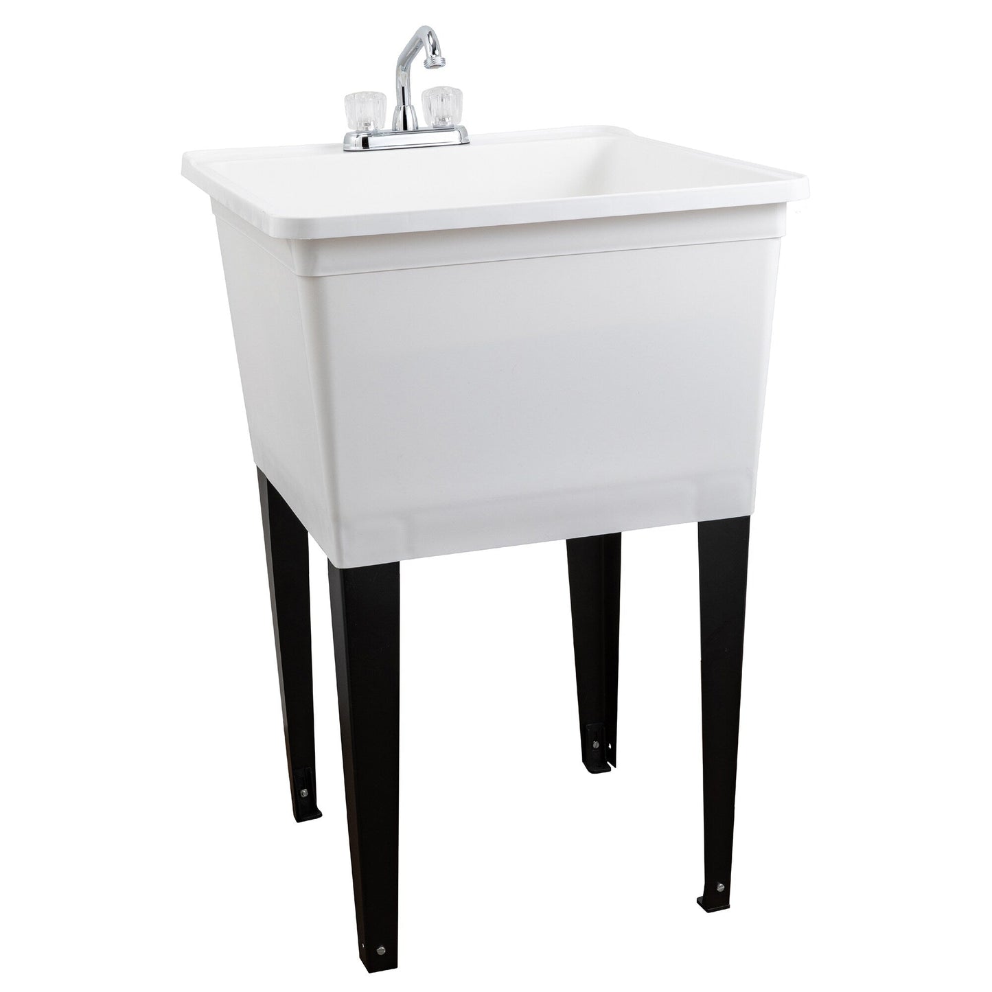 Cambridge Resources Freestanding Utility Tub with Drain and Faucet, White