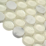 Apollo Tile White 12-in x 12-in Polished Glass; Stone Marble Penny Round Stone Look Floor and Wall Tile (4.83-sq. ft/ Carton)