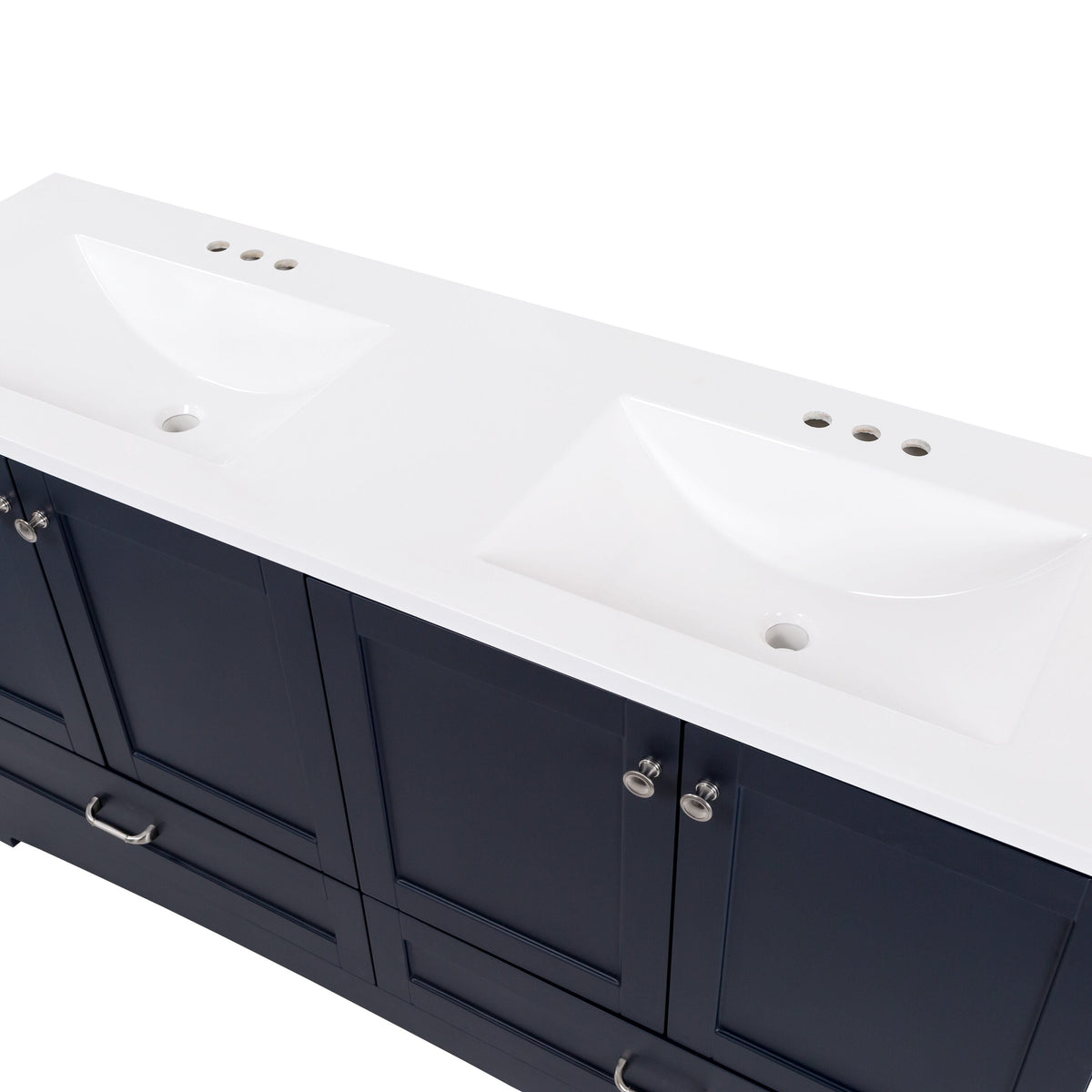 Diamond NOW Cassidy 60-in Deep Blue Double Sink Bathroom Vanity with White Cultured Marble Top