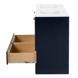 Diamond NOW Cassidy 60-in Deep Blue Double Sink Bathroom Vanity with White Cultured Marble Top