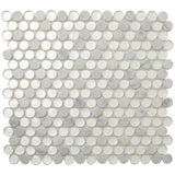 Apollo Tile White 12-in x 12-in Polished Glass; Stone Marble Penny Round Stone Look Floor and Wall Tile (4.83-sq. ft/ Carton)